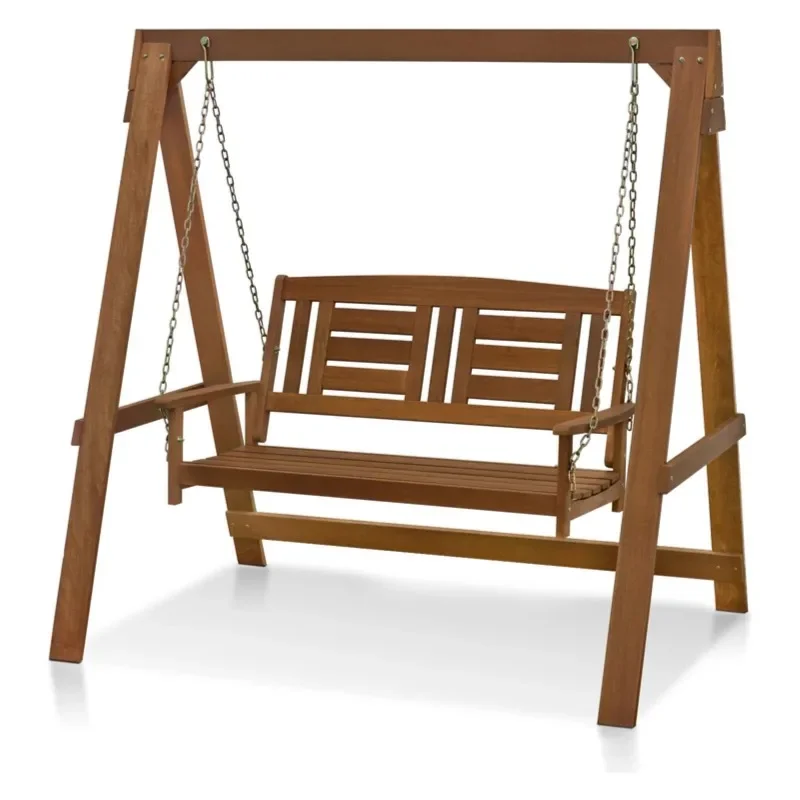

Tioman Hardwood Hanging Porch Swing with Stand in Teak Oil,