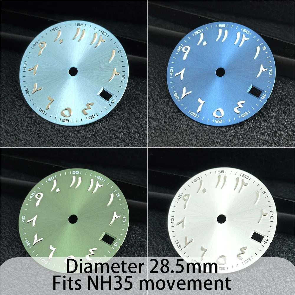 28.5mm high-end watch dial, raised Arabic text dial, suitable for NH35/NH36 movement accessories watch accessories