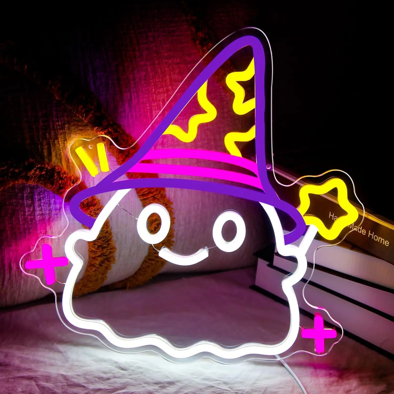 

Cute Neon Sign Dimmable Magic Ghost Witch Neon Lights for Kids Room Bedroom Home Bathroom Decor Aesthetics Draw Birthday Gifts
