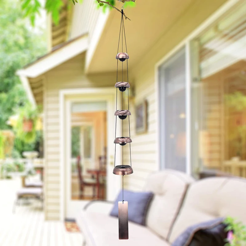 Vintage Five Layers Metal Wind Bell Clear Sound Outdoor Garden Courtyard Hanging Decoration