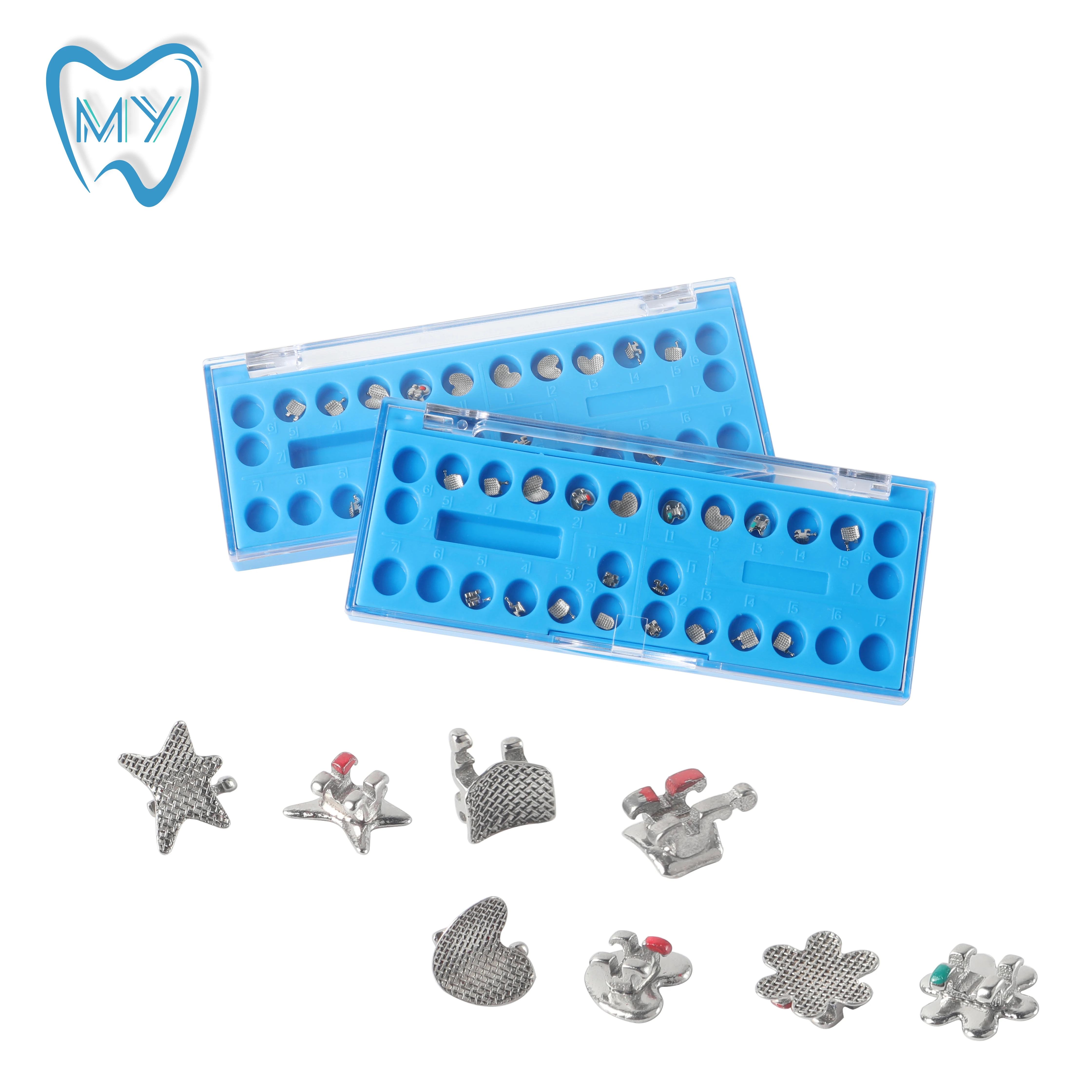 

10Box Dental Odontologia Metal Braces Cartoon Brackets Mini Roth 022 345 Hooks Mesh Base Flower Star Diamond Heart