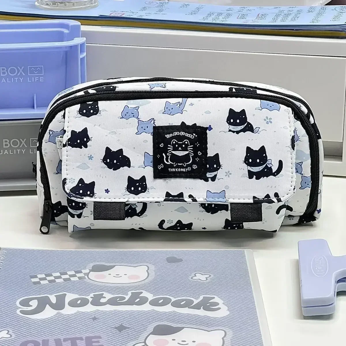 Girl School Kit Pencil Box Large Capacity Pencil Bag Pouch Cute Cat School Pencil Case Kawaii Stationery 2024