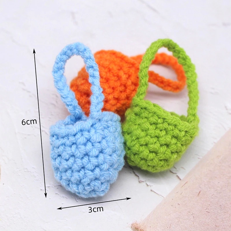 1:12 miniatur rumah boneka tas bahu anyaman Mini merajut tas wol Crochet Braid tas selempang tas tangan tas penyimpanan DressUp dekorasi