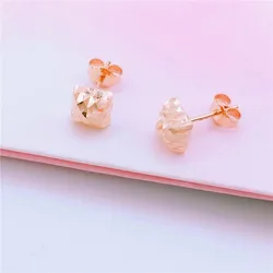 Light Luxury Fashion New in Faceted Square Stud Earings Plated 14K Rose Gold 585 Purple Gold Earrings for Women Jewelry