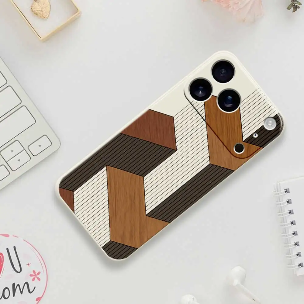 Geometric Wooden Phone Cases For iPhone 17 Pro Max 17 Air 16