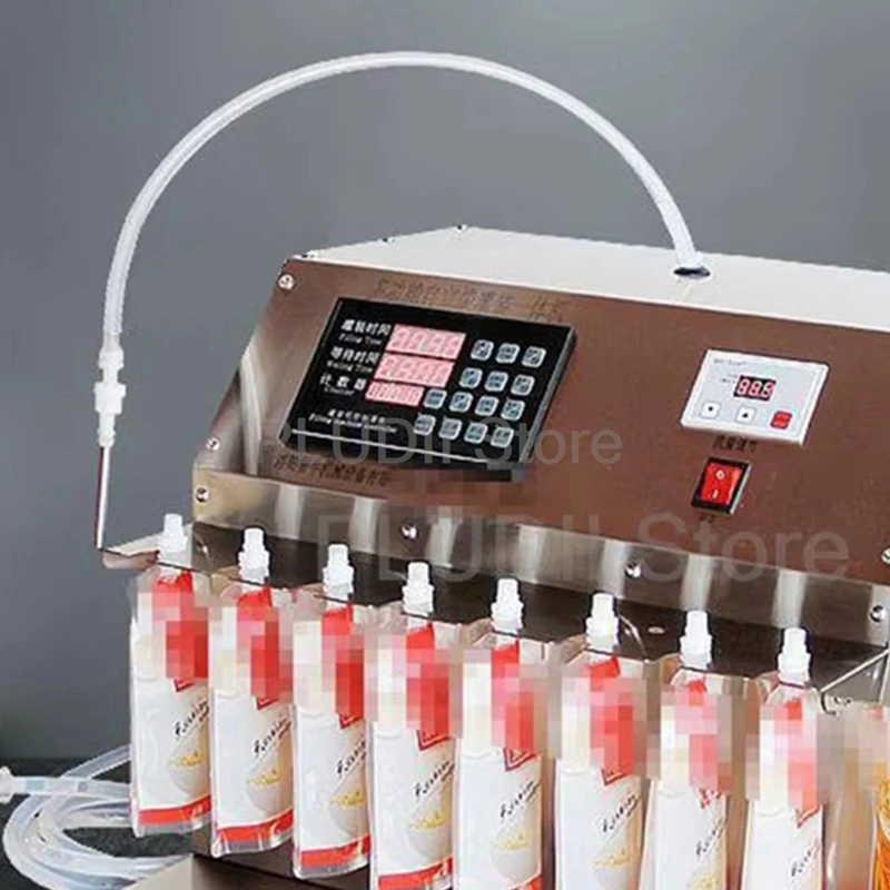 60W Automatic Liquid Filler for Stand Up Pouch Bottle Two In One 6/8/12/16 Nozzles Optional Automatic Weighing System Food Grade