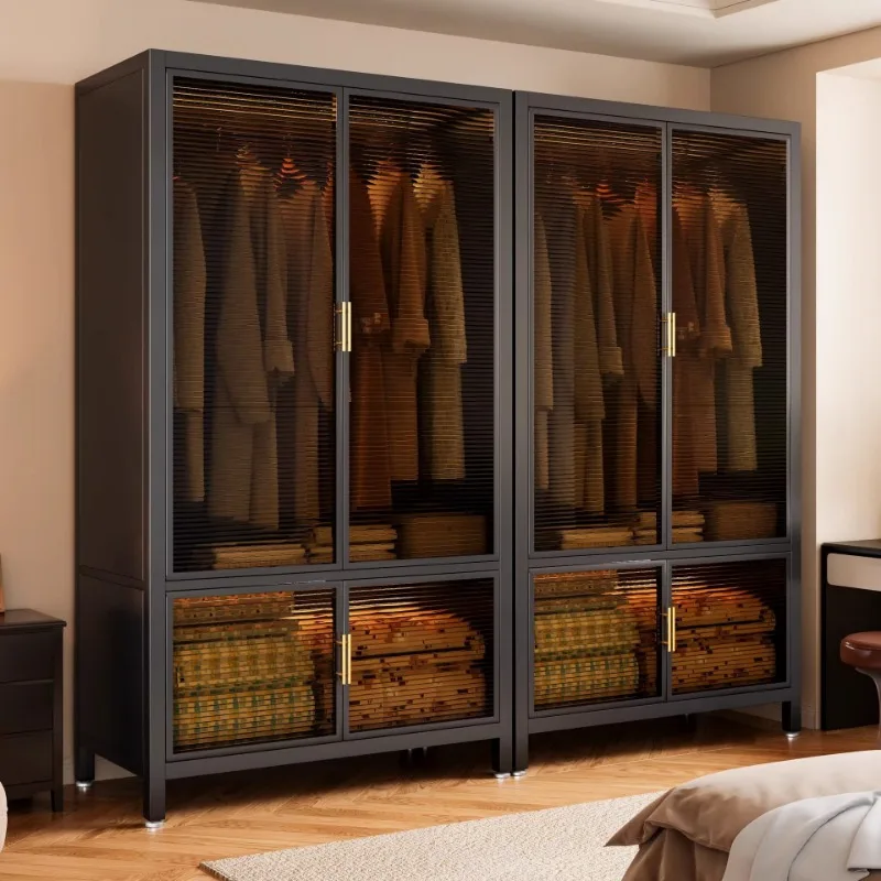 Portable Closet Wardrobe Steel Wardrobe Bedroom Easy Assembly 2026 New Model Sturdy Durable Metal Storage Cabinet Furniture