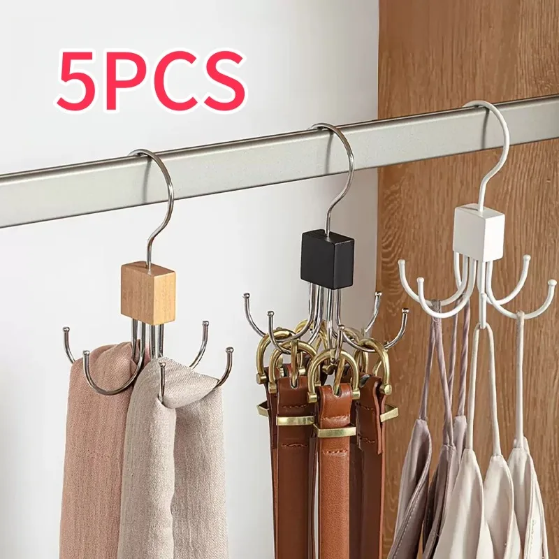 1-5 قطعة 360 °   شماعة حزام دوارة منظم معدني متين للأحزمة والأوشحة وربطات حمالة الصدر ورف تخزين النوم المنزلي لشماعات الملابس