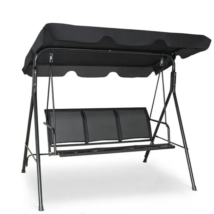 

3 Person Steel Frame Patio Swing with Polyester Angle and Adjustable Canopy