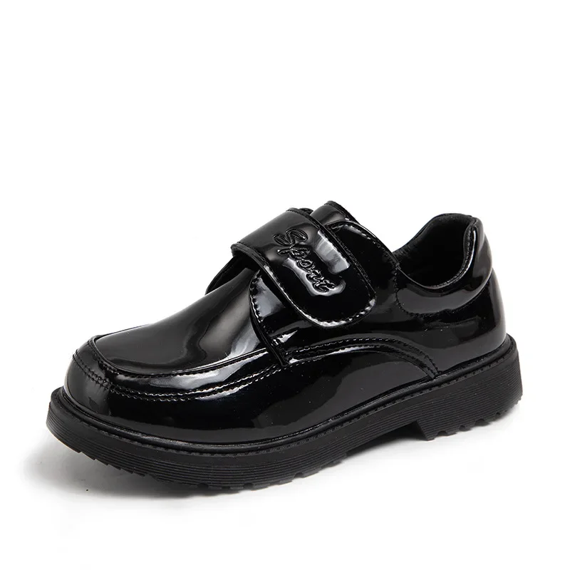 Boys Shoes Spring & Autumn New Black Glossy Classic Kids Loafer for Girl 2024 New Versatile Round-toe Britain Child School Shoes