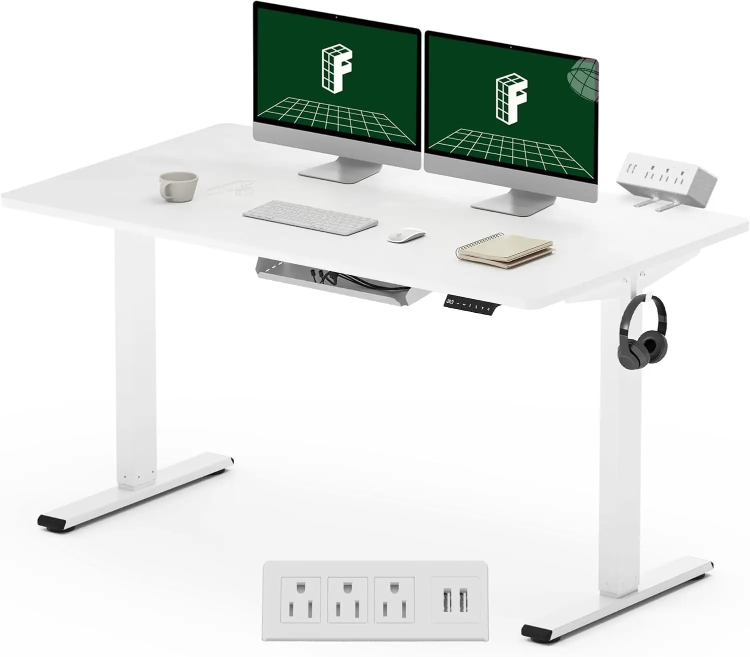 EN2 Large Stand Up Desk 55 x 28'' Whole-Piece Desk Computer Workstation Height Adjustable Standing Desk