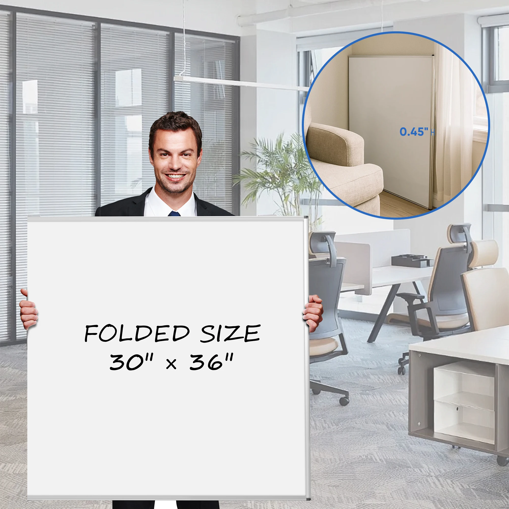 Deli Opvouwbaar dubbelzijdig whiteboard 60x36 inch, magnetisch droog uitwisbaar bord voor klaslokaal, kantoor en thuis