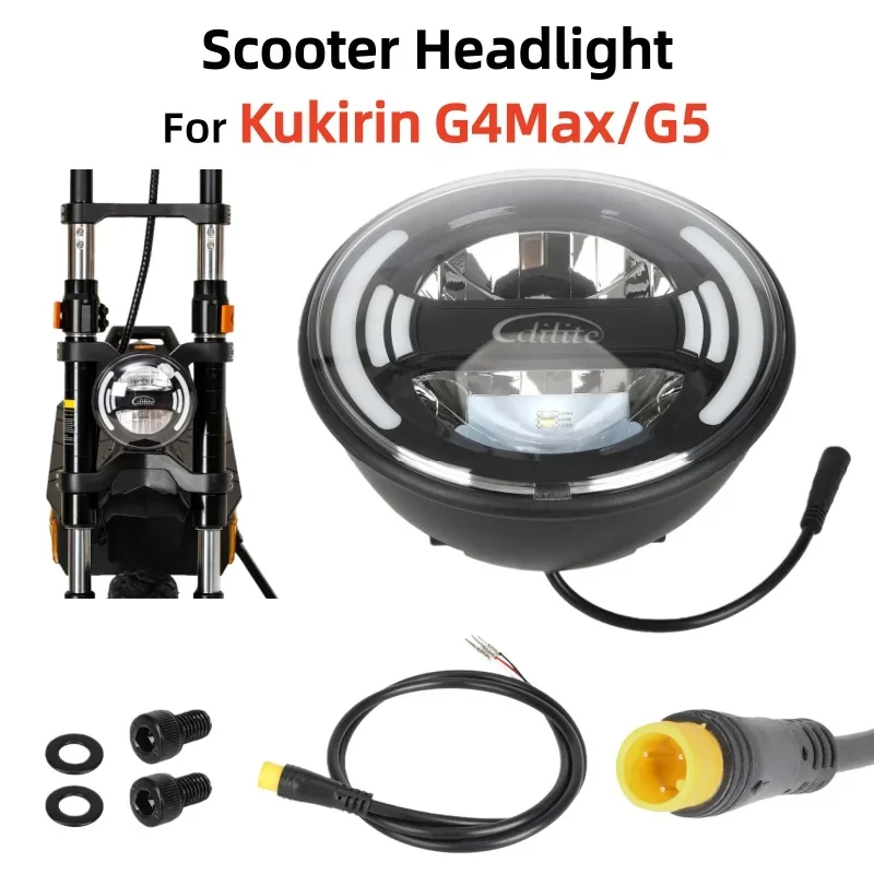 

Original Headlight with Adapter Cable for Kugoo KuKirin G4 Max G5 Electric Scooter Front Lights Kickscooter Lighting Lamp Sets