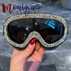 Luxury Rhinestone Ski Snowboard Goggles Mountain Skiing Eyewear Winter Sports Gogle Snow Glasses Cycling Sunglasses Mens