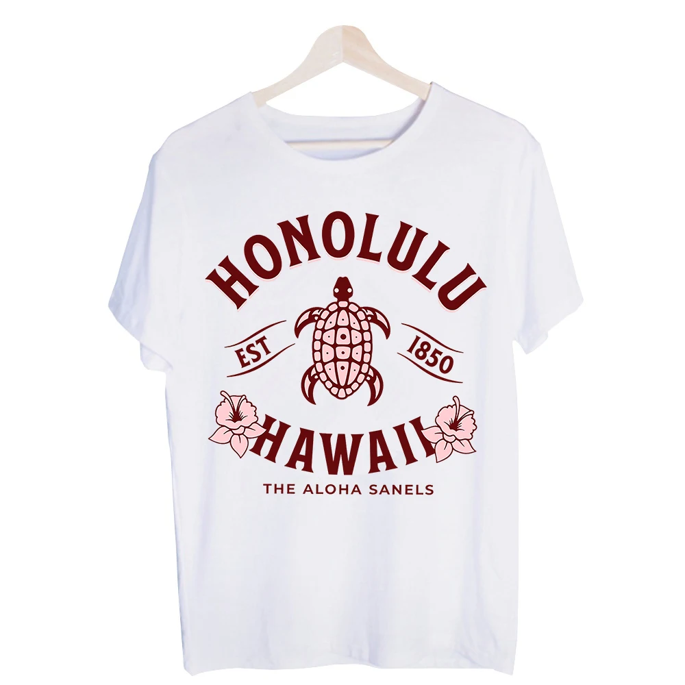 Men's Turtle and Hibiscus Graphic Tee, Vintage Style Short Sleeve T-Shirt for Summer Vacation and Casual Wear