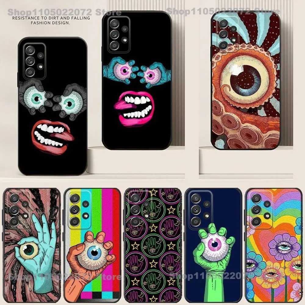 

Spooky Scary Red Eye Pattern Phone Case For Samsung S25,24,21,22,23,30,Ultra,20,Plus Black soft silicone case