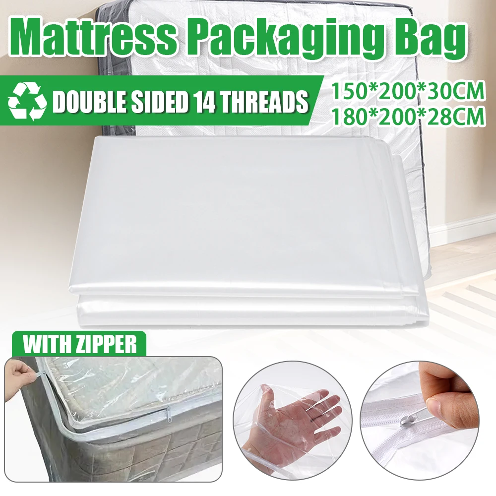 180x200x28cm Mattress Protector Packaging Bag Moisture-proof Dust  Double sided 14 threads zipper style Moving Home Storage