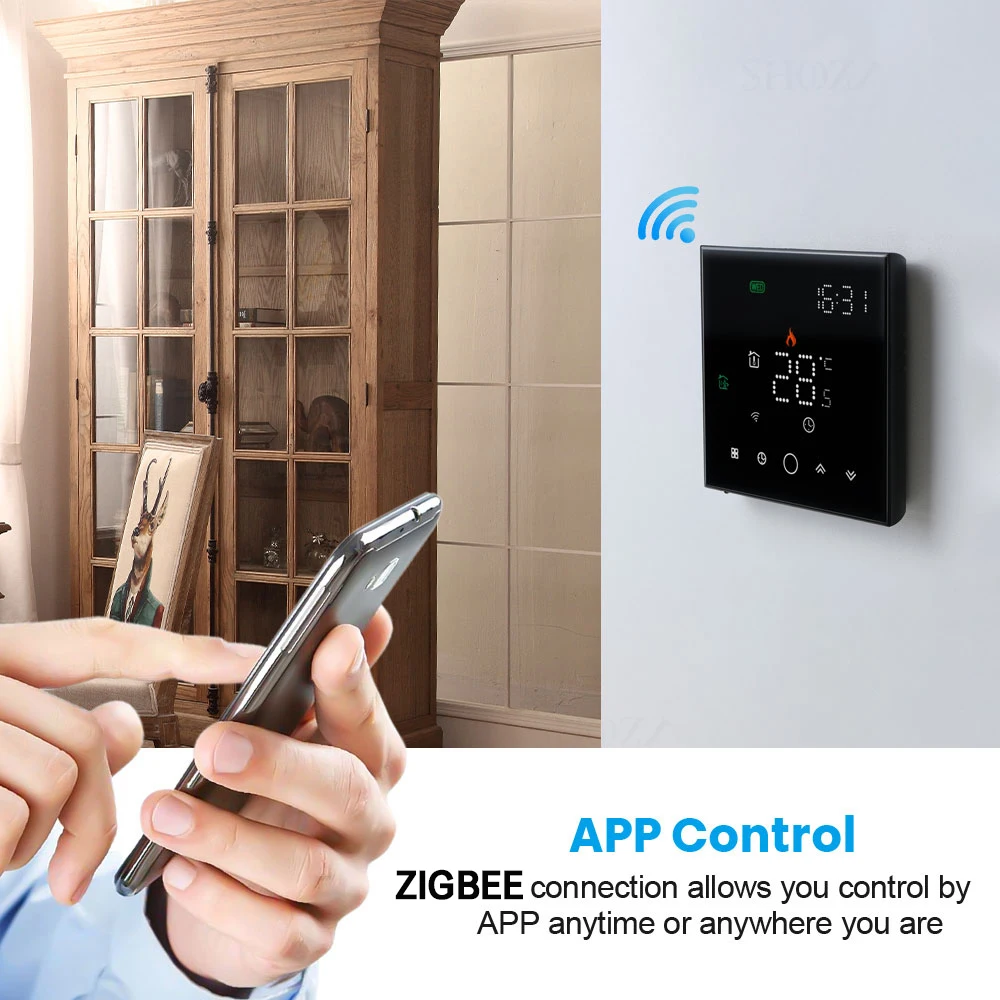 ZigBee Smart Thermostat Temperature Controller 2MQTT Setup Water/Electric floor Heating Water/Gas Boiler With Build In Sensor