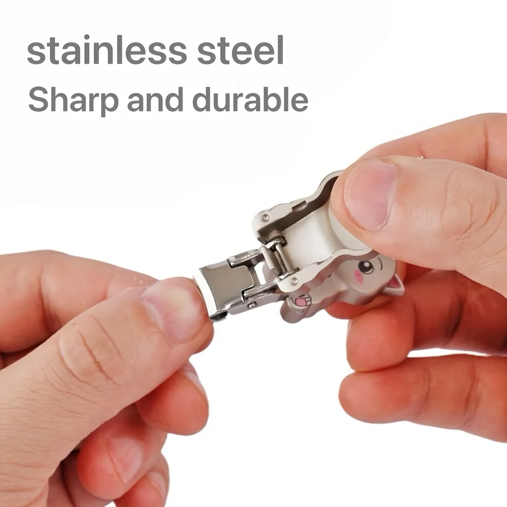 1pc Cute Nail Clippers with Storage Stainless Steel Compact & Portable Nail Trimmer with Blade Angle Durable Manicure Tool