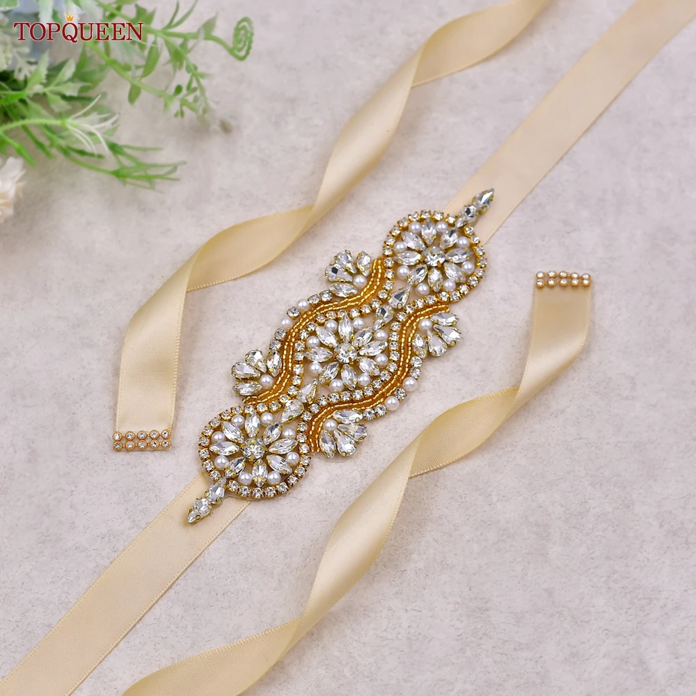 

TOPQUEEN Hot Model Rhinestone Applique Belt Wedding Belt Wedding Bridal Jewellery Banquet Birthday Party Dress Decoration S05-G