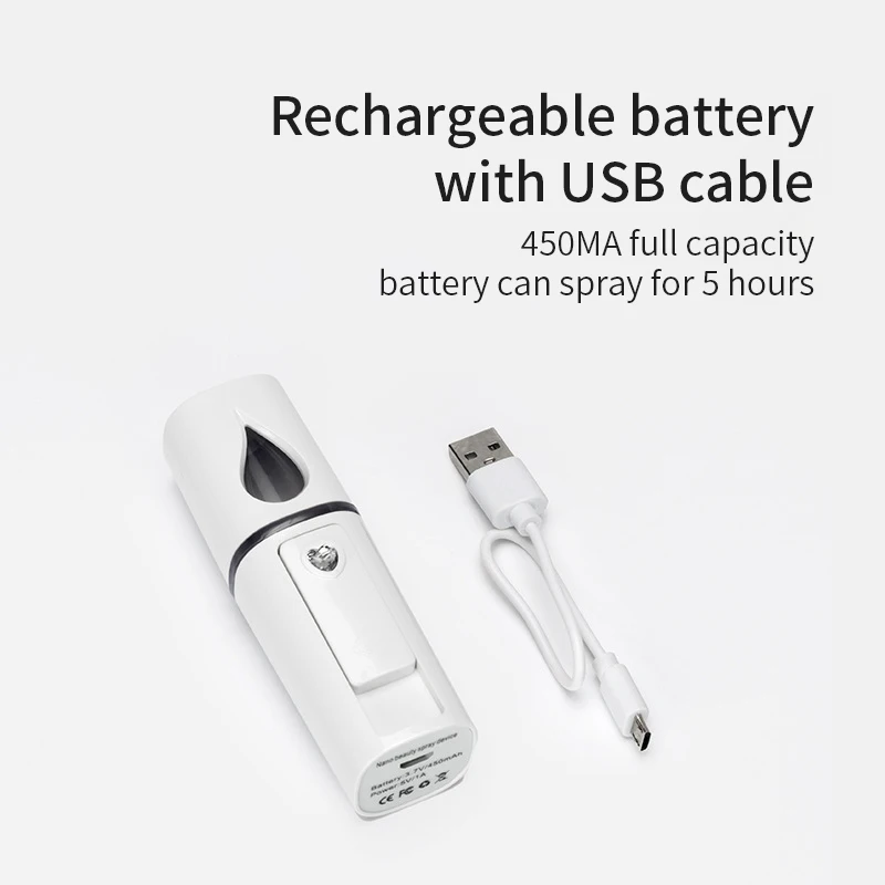 20mL ナノコールドスプレーフェイススチーマーミニポータブルUSB充電式ABS加湿器ネブライザー美容クールミストスキンケアツール