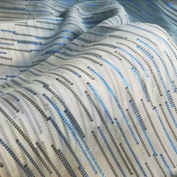 45'' Wide By Meter Black Blue Metallic Brocade Silk Gauze Natural Silk Georgette Fabric Stage