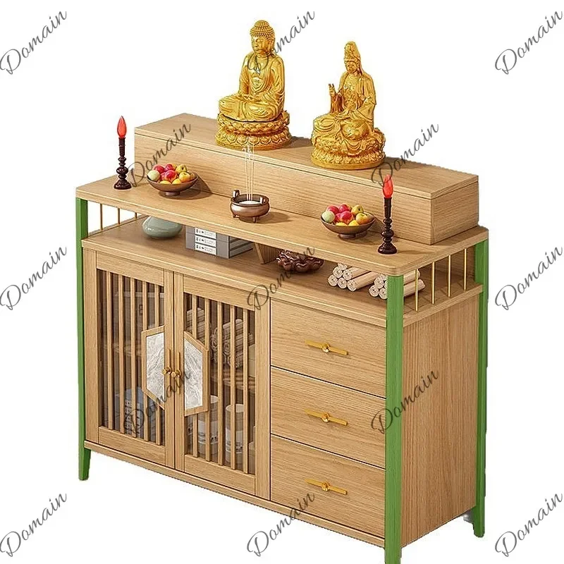 BJ Solid Wood Incense Table Altar Home Buddha Shrine Chinese Zen Console Cabinet For Living Room