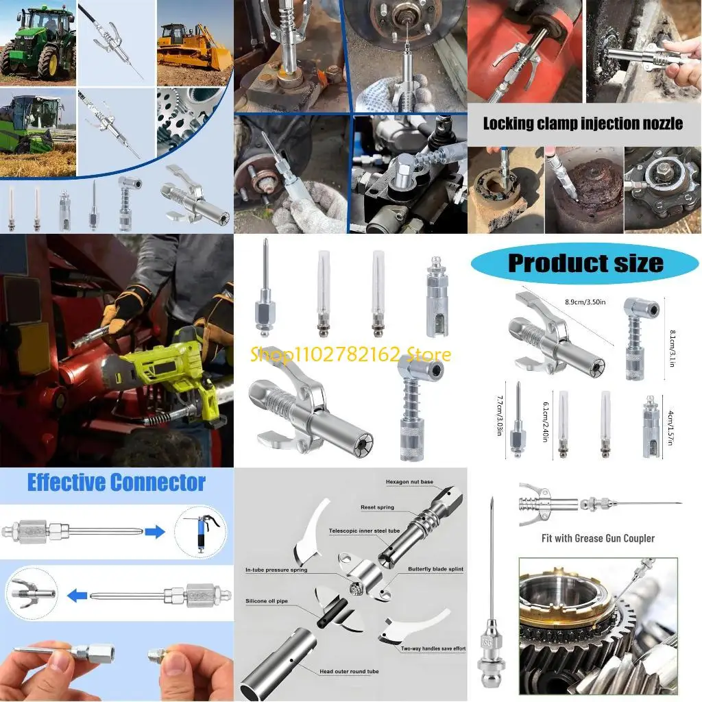 

547B Locking Clamp Grease Coupler Adapter Dispensing Tool 90 Degree Needle Nozzle Coupler for Mechanical Fitting Workshop Use