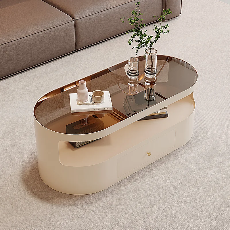 

Luxury drawer storage coffee table, modern aesthetic, unique white, for living room
