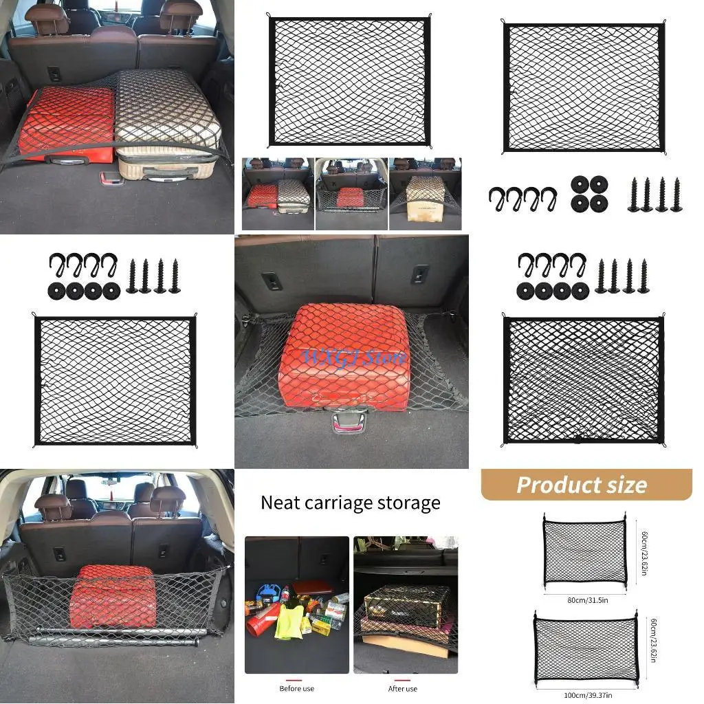 37JE Adjustable Pickup Trunk Net Luggage Net Debris Isolation Storage Mesh