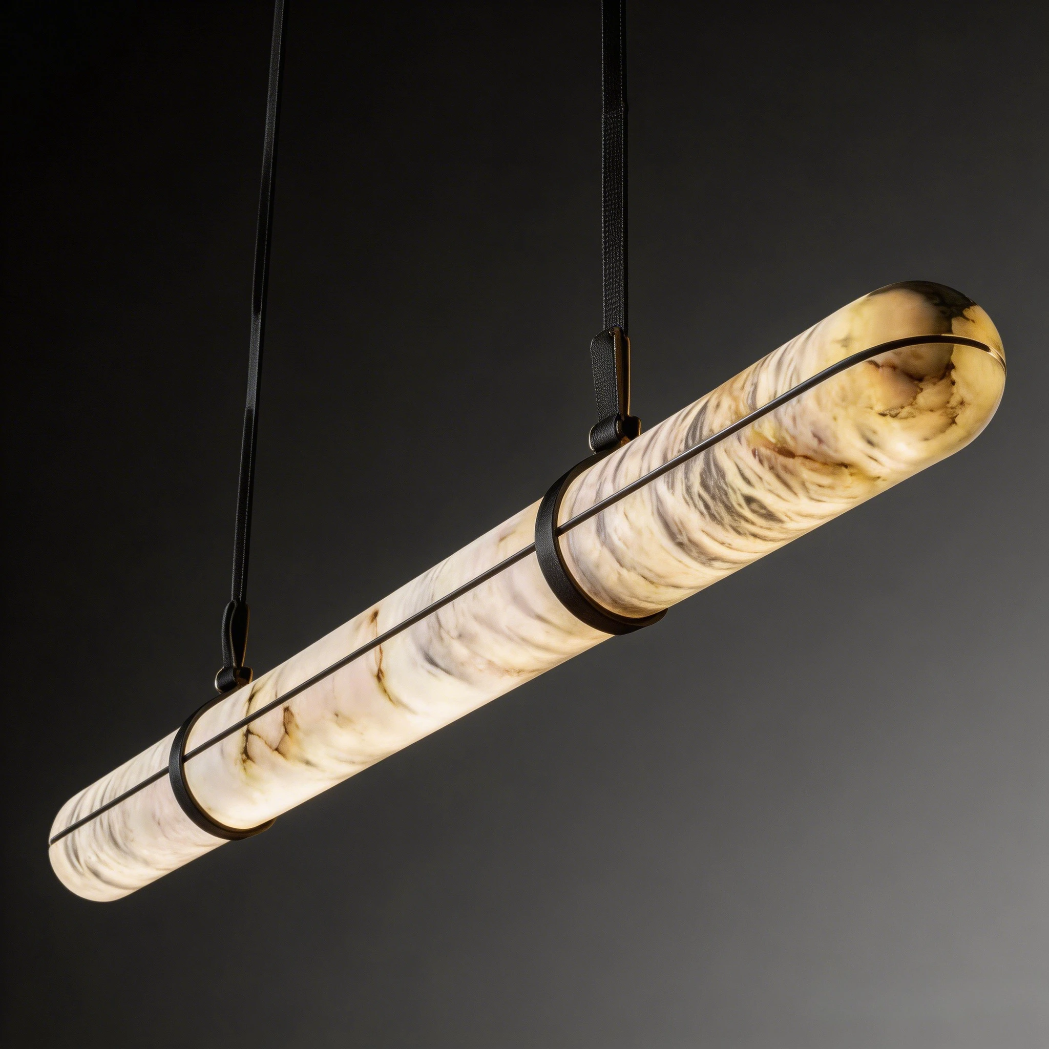 LED Spanish Natural Marble Long-shaped Chandelier Restaurant Bar Living Room Conference Room Island Copper Pendant Lamp Fixture