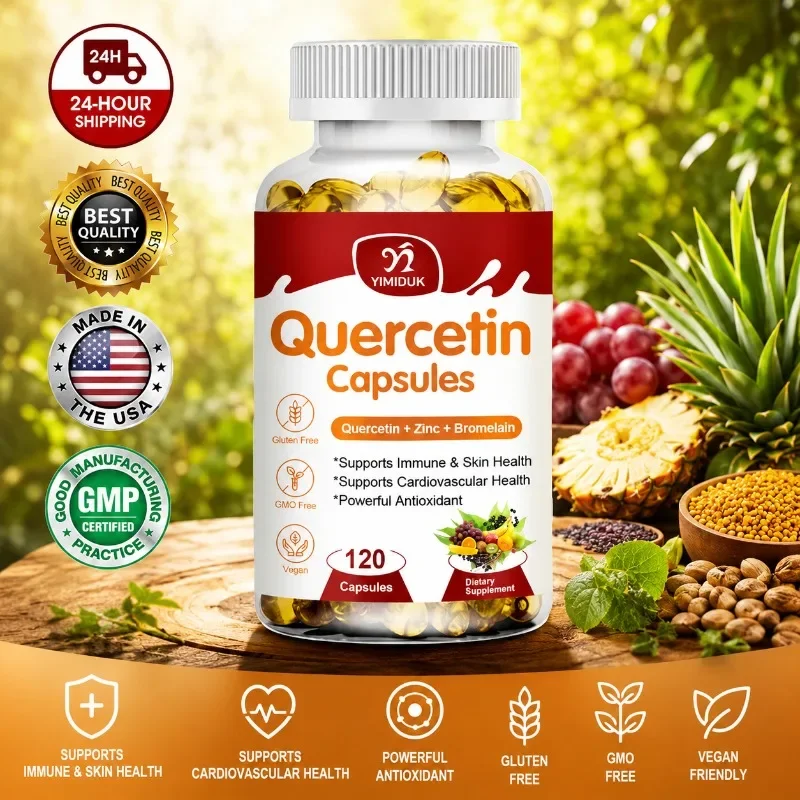 Vegan Quercetin Capsules, with Zinc & Green Tea, Fortify Immunity, Support Heart, Clear Free Radicals, for Adult