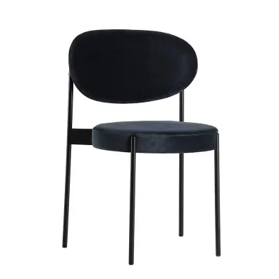 Nordic modern home dining chair metal sponge fabric surface leisure furniuture with backrest light lounge stool for sale