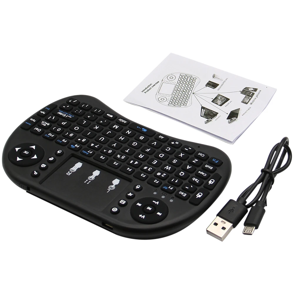 I8 Mini คีย์บอร์ดไร้สาย 2.4G Bluetooth 3 สี Backlit ภาษาอังกฤษรัสเซีย Air Mouse รีโมททัชแพดสําหรับ Android TV Box PC แล็ปท็อป