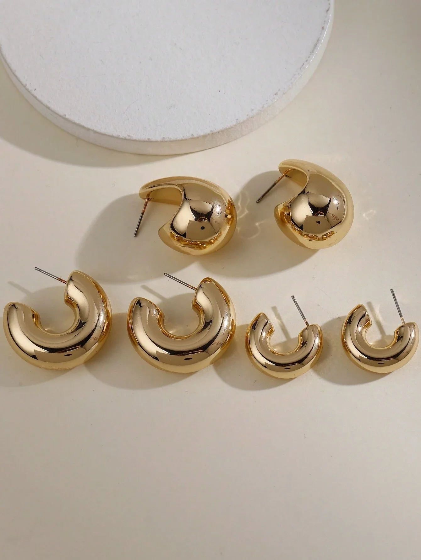 12pcs/Set Classic Fashion Twist C Shape Tear Drop Design Women's Gold-Color Earrings For Daily Workplace And Party Outfits 2024