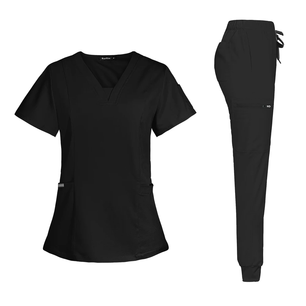 Frauen Scrubs Krankenschwester Zubehör Medizinische Uniform Unisex Slim Fit Komfort Klinische Frauen Operationssaal Arbeitsuniform Jogger Anzug – Detail 11