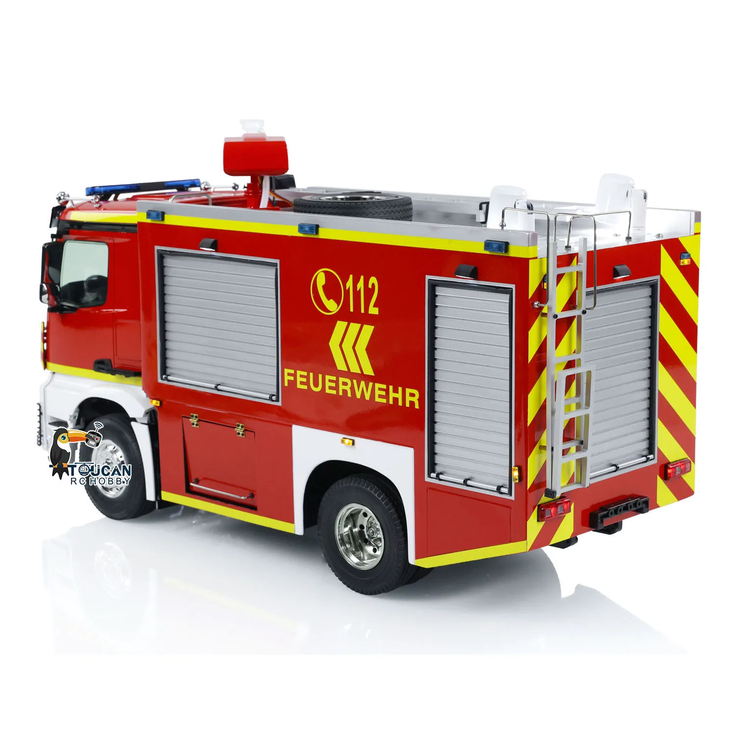 Caminhão de bombeiros rc 1/14 4x2 transmissão de 3 velocidades controle remoto veículo de combate a incêndio luz som pintado carro montado th24162