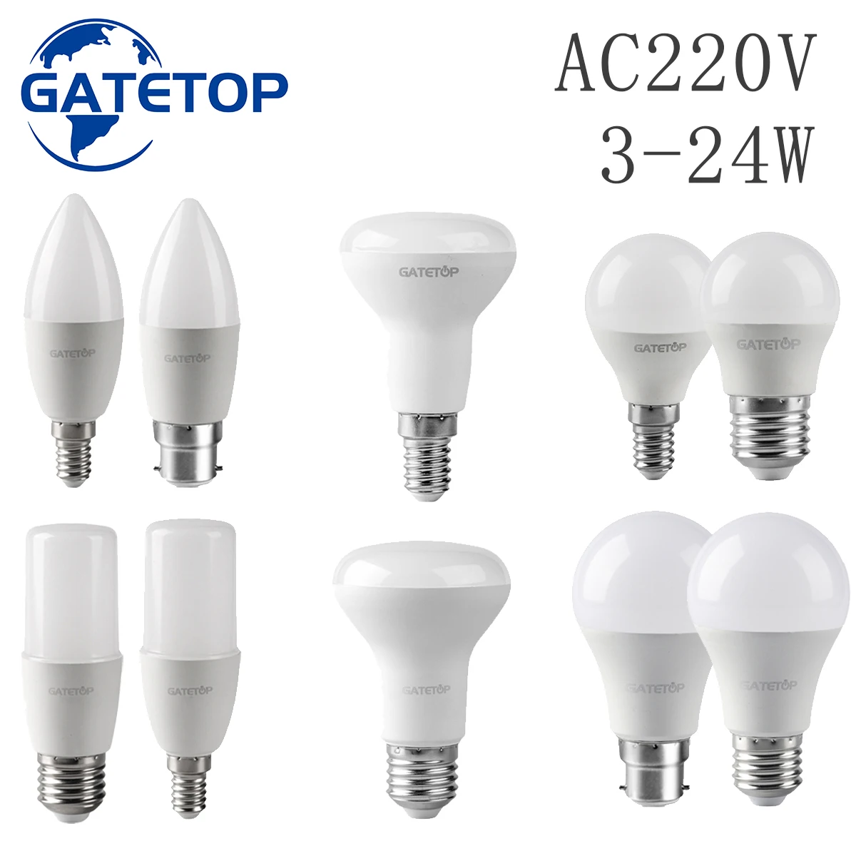 LED Energy Saving Bulb AC220V E14 E27 B22 3w-24w 3000K 4000K 6000K Lamp With Ce Rohs For Home Office Interior Decoration