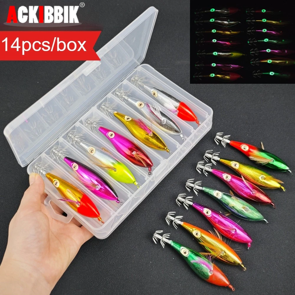 

Набор из 14 шт. горизонтальных приманок Egi, 10 см, светящиеся, для морской рыбалки, на кальмара, осьминога, креветку, с УФ-эффектом, имитация живой креветки