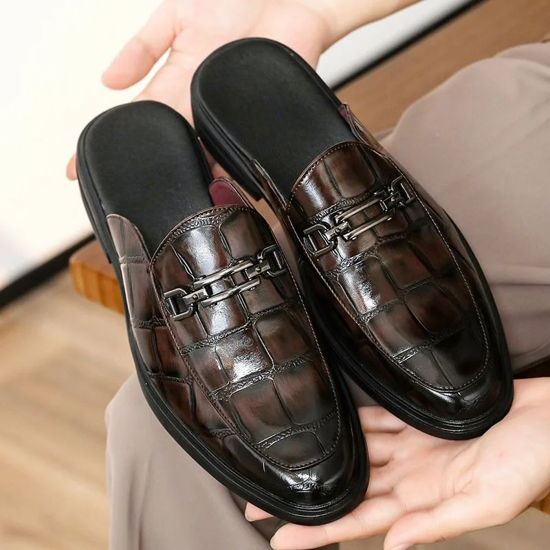 horsebit loafers mules for men formal slippers for man dress shoes designer slides half shoes for man mules hombre cuir