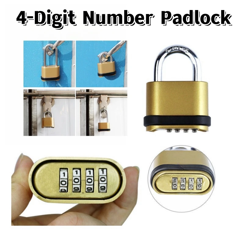 4-Digit Number Combination Padlock Waterproof  Anti-rust and anti-theft Indoor Outdoor Fence Door Sturdy Password Code Locks