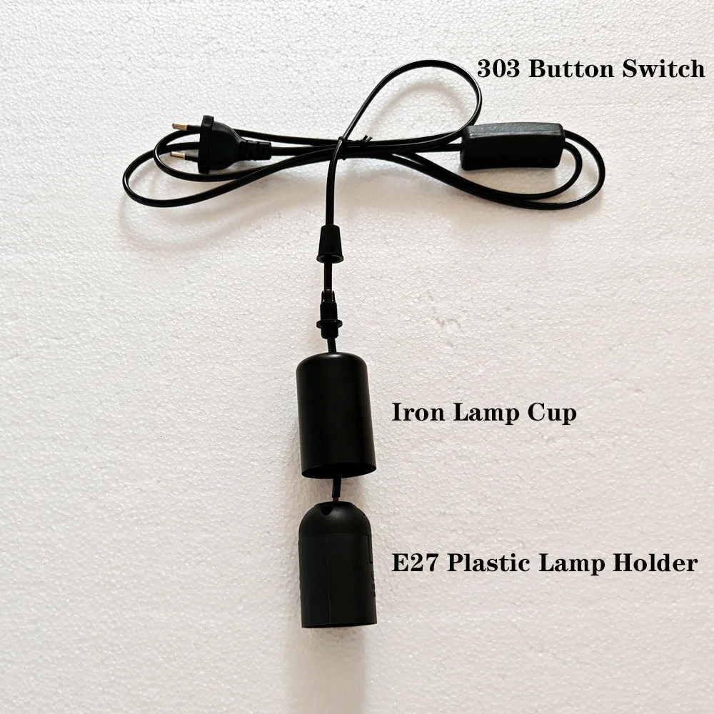 E27 Lamp Holder 1.8m EU/US/AU/UK Plug Power Cord Lamp Base Socket LED Pendant Light Head With 303 Switch Extent Cable