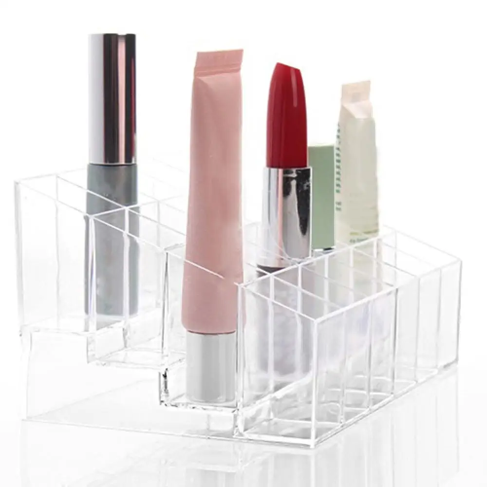 24 Grid Cosmetics Lipstick Stand Case Makeup Organizer Storage Box Lipstick Display Stand Holder Cosmetic Jewelry Organizer Box