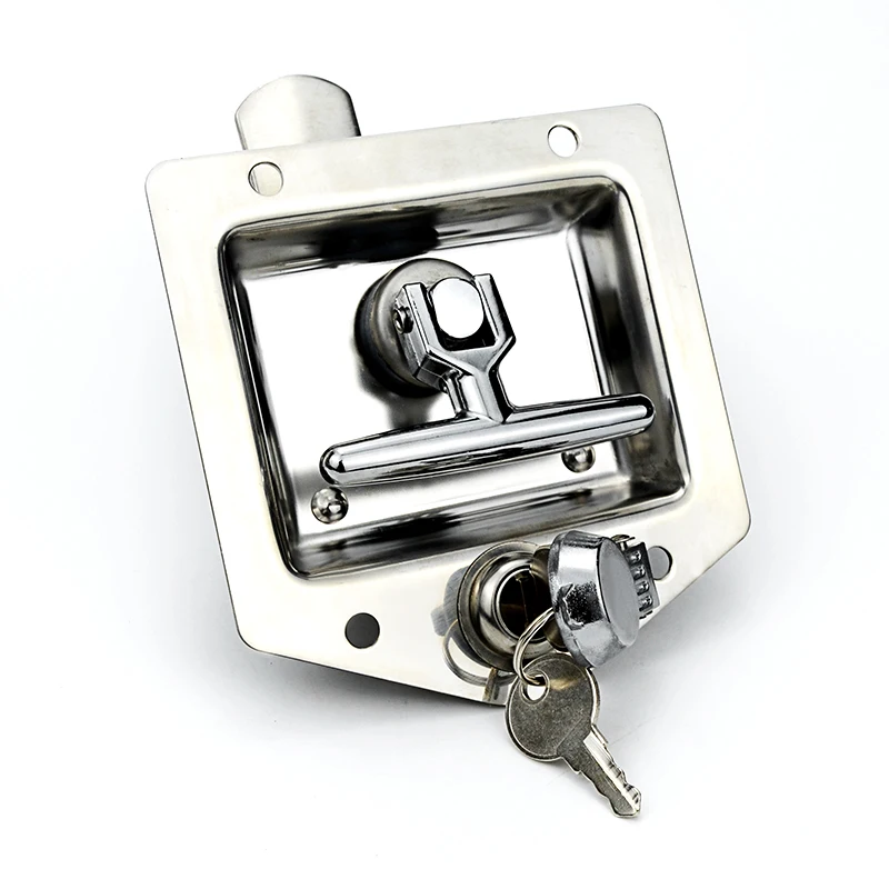 

Stainless Steel Recessed Paddle Handle Locks with Linkage T-folding Handle Panel Lock for Large Heavy Duty Trucks