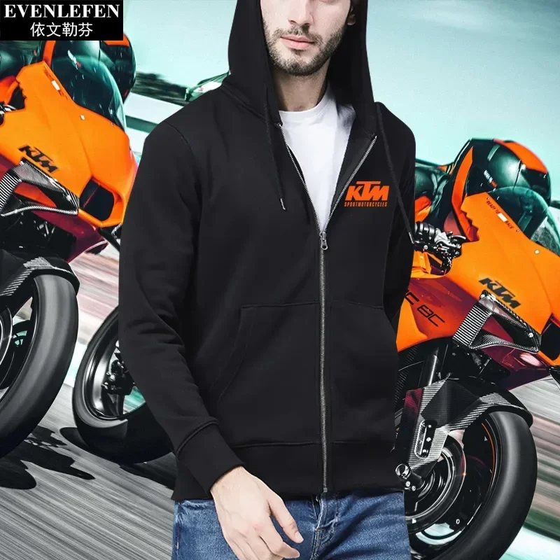 Accesorios de Equipo de Motociclismo Todoterreno KTM Personalizables: Sudadera con Capucha y Cierre de Cremallera para Hombre