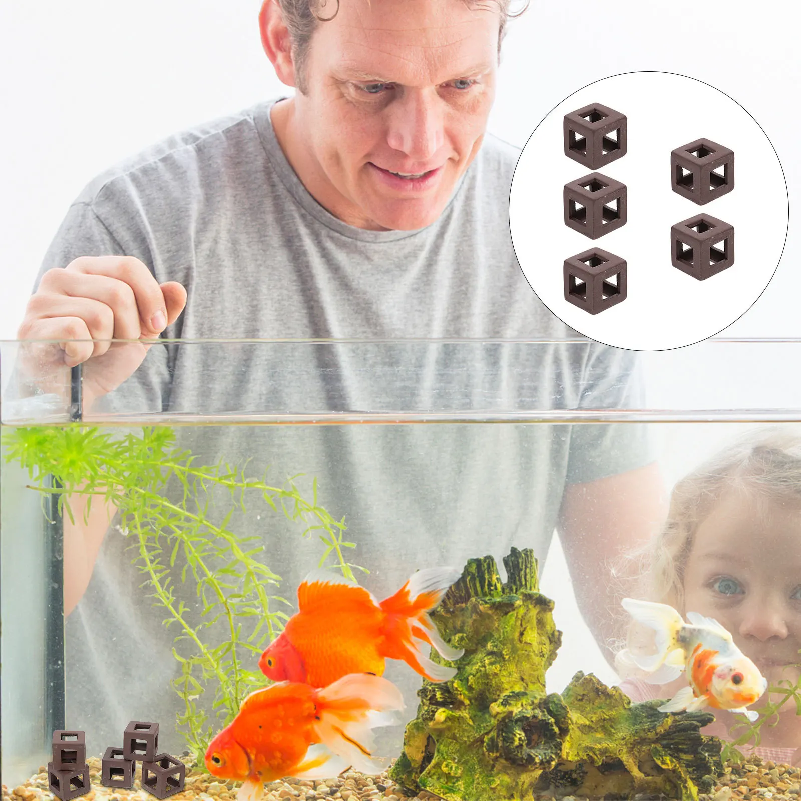 

5Pcs Aquarium Fish Hiding House Premium Ceramic Tank Decor Vivid Landscaping Adornment Fish Shelter Cave for Shrimp Breeding