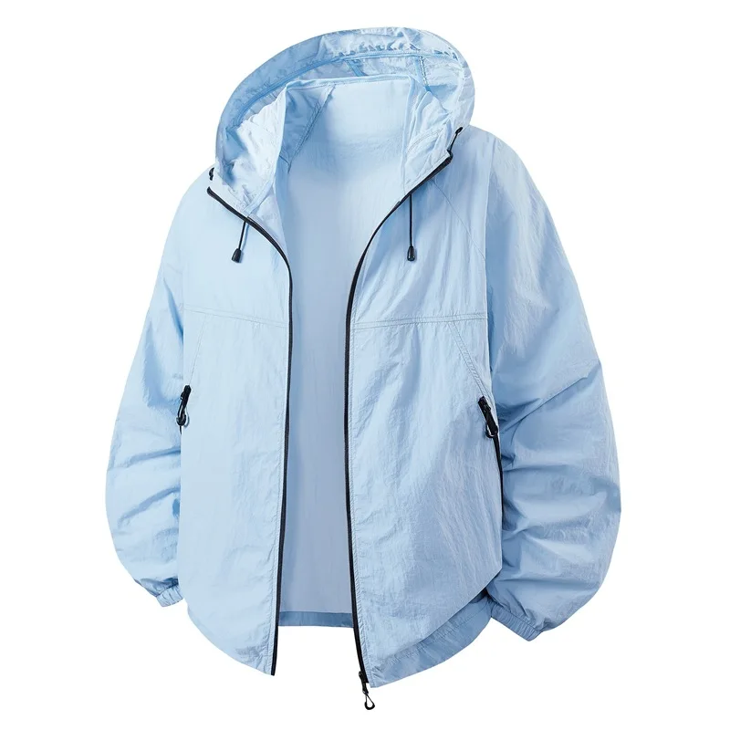 سترة جديدة للربيع والصيف سترة واقية رفيعة بغطاء للرأس للرجال ملابس عمل غير رسمية قابلة للتنفس ملابس للحماية من الشمس #6