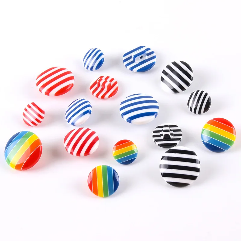 Diy Apparel Sewing Button Candy Color Resin Rainbow Stripe Children Clothes Buckle 2 Holes Shank Shirts Buttons 100pc/lot