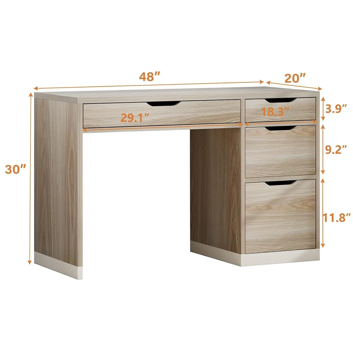 Small Computer Desk with 4 Drawers, Compact Wood-Look Workspace for Bedroom & Home Office, 48 Inch, Customized