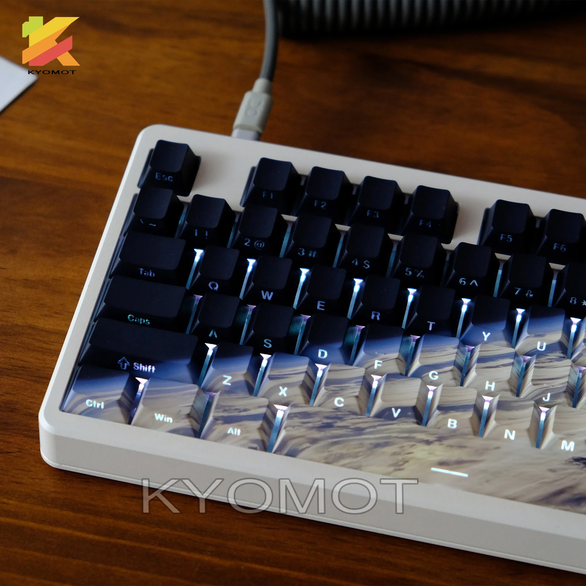 KYOMOT 135 Keys PBT Side Print Keycap Double Shot Shine Through keycaps Cherry Profile Key Cap for MX Switch Mechanical Keyboard